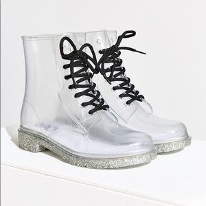{SAM EDELMAN} Clear Sparkly "Quinn" Rain Boots